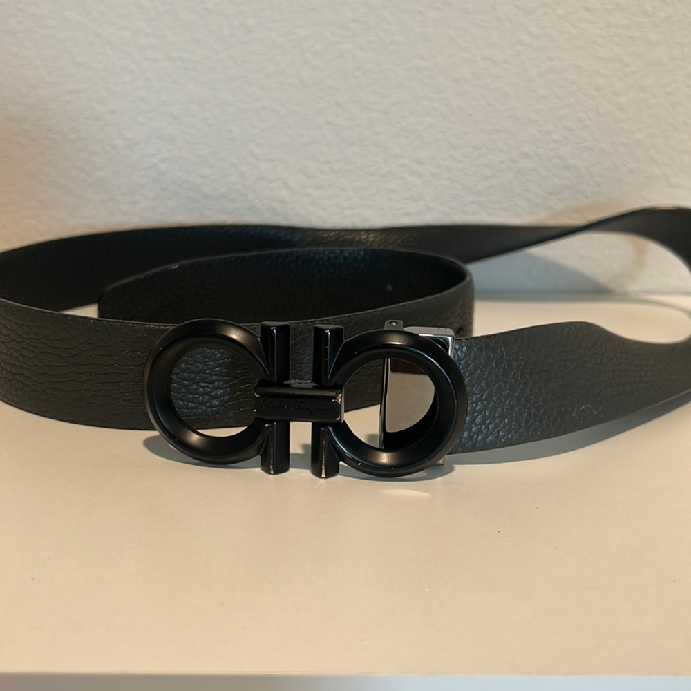 Reversible black and grey ferragamo